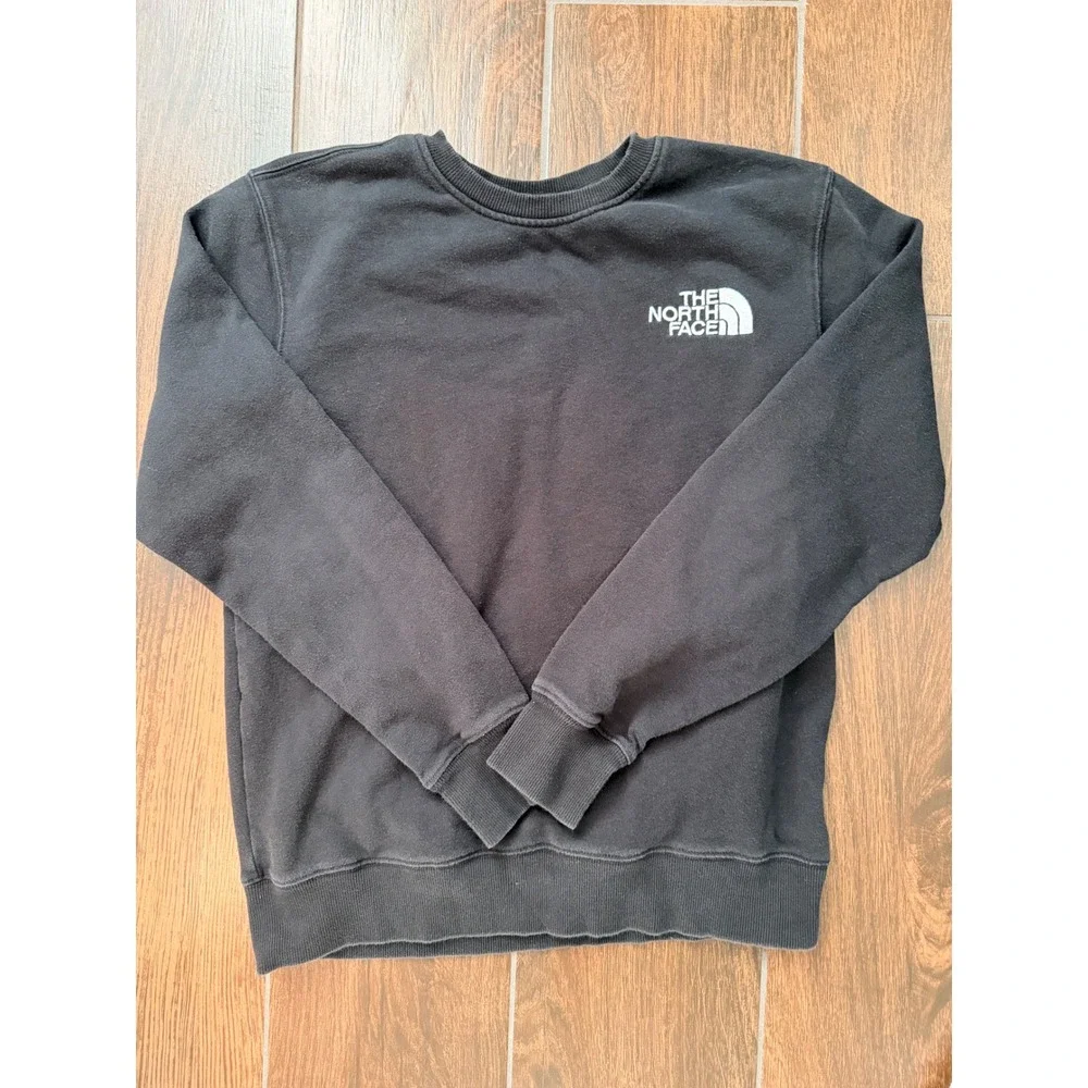 The North Face Unisex Crewneck Sweatshirt Black Logo Pullover Small